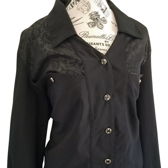 90s black monochrome western shirt - Picture 4 of 6